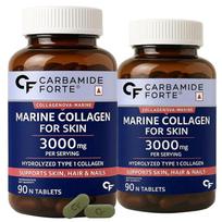 Carbamide Forte Marine Collagen Supplements 3000mg Type 1 Tablets For Skin Hair Nails 90 Tablets X PACK OF 2