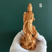Natūralaus medžio drakono Guanyin Budos statula, Tradicinės rankomis drožtos kinų budistų figūrėlės, namų svetainės Feng Shui statula