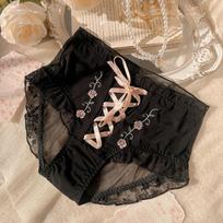 Sexy Thin Breathable Lace Womens Underwear Plus Size Cotton Gusset Comfortable Panties XXL juoda