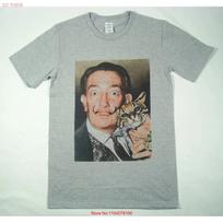 Salvador Dali Ocelot Grey T shirt sizes Small 3XL vintage Washed Breathable Versatile Stylish Stretched Soft Slightly S įvairiaspalvis