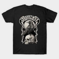Men Black Print T-shirt Nevermore No-Cut Transfer Paper Print Cotton Tshirt S įvairiaspalvis