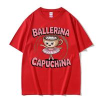 Italian Brainrot T Shirts Cute Ballerina Capuchina Funny Coffee Meme Kawaii Tshirts Unisex Women Retro Summer Short Sleeve Tshirt S