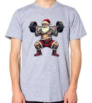 Bodybuilding Santa Clause Barbell Squatting T-Shirt Gym Christmas Merry Xmas Top S įvairiaspalvis