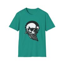 Unisex Softstyle T-Shirt Skull Bandana Sunglasses Outlaw Biker Rebel Gothic S įvairiaspalvis