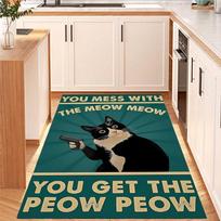 Funny Tuxedo Cat With Gun Quote Print Area Rug, Non-Slip Floor Mat for Living Room Bedroom, Pet Lover Home Decor Carpet 40x60cm( 15x23in )