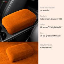 Car center armrest lid storage cover protective cover Alcantara suede suitable for Porsche Cayenne Macan retrofit accessories With logo&Advanced suede