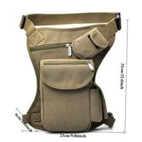 1pcs Cycling Canvas Waist Leg Bag Outdoor Multi-functial Leg Bag Motorcycle Men's Bag Casual Sports Waist Bag Fishing Gear Bag chaki
