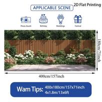 2D Festival Garden Backdrop, 2D Neat Yard with Wooden Fence & Greenery Background for Photo Booth & Events 47.2x31.5inch/120*80cm