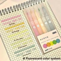 5 Colors/Set Double Unique Window Tip Highlighter Pen Double Head Pastel Color Fluorescent Pen DIY Scrapbook Stationery Supplies