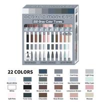 22 Colors Acrylic Paint Pens Extra Fine Tip Pro Color Series Paint Markers Set Gray/Skin Tones Quick-Drying Drawing Colored Pen pilka