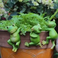 3Pcs Terrarium Frog Flower Pot and Vase Hugger, Resin Hanging Climbing Sculpture Decor,