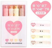 4Pcs/Pack Love Highlighter Pens Cute Candy Color Manga Markers Midliner Pastel highlighter set Stationery children's day gift
