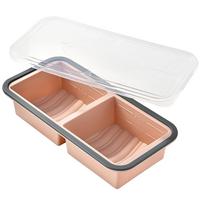 Nonstick Dual Compartment Loaf Pan with Measurement Markings and Lid for Baking Bread Cakes Meatloaf One Size rožinė