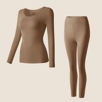 2Pieces Ultra Thin Seamless Thermal Underwear Set Women Winter Warm Bottoming Tops Long Johns Highly Elastic Thermal Skin L-XL L  40-60KG ruda