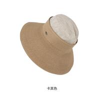 Summer Hats For Women Roll Up Sun Visor Wide Brim Straw Hat Summer Foldable Packable UV Protection Cap for Beach Travel Bonnet 56-59cm chaki