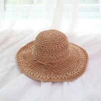 String Bow Floppy Breath Foldable Straw Beach Bucket Hat Wide Floppy Brim UV Sun Protection Caps For Summer Women chaki