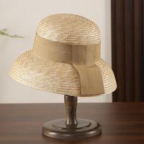USPOP Women Wheat Straw Cloche Hat Summer Sun Hat with Ribbon Elegant Beach Vacation Straw Hat 55-57cm chaki