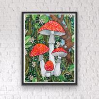5D Diy Diamond Painting Brightly Colored Mushrooms Cross Stitch Set Full Diamond Embroidery Mosaic Art Picture of Rhinestones Decor Gift Full Round 20x30cm