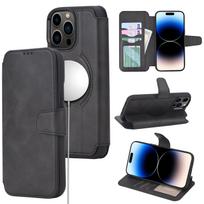 Apple iPhone 14 Magnetic Leather Case with Magsafe Wireless Charging Support and Card Holder - IP15 Protective Cover iPhone 14 juoda