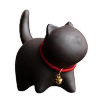 Kitten Tea Pet Kung Fu arbatos rinkinys Rankų darbo purpurinė smėlio arbata Pet Oriental Elegance Stalo kambarys Namų biuras Arbatos dekoras Unikali dovana arbatos mėgėjams juoda pilka spalva