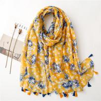 New Fashion Million Polka Floral Fringe Viscose Shawl Scarf Lady High Quality Wrap Headband Bufandas Muslim Hijab Sjaal 180*90Cm