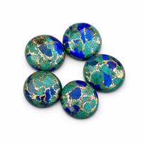 Azurite Malachite Round Cabochons, Flat Back Stones for Jewelry Making, AAA+ Multicolor Gemstones 5mm mėlyna