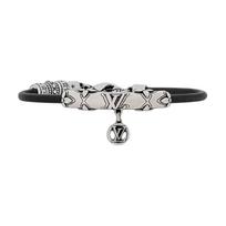 Louis Vuitton Engraved Pattern Bracelet Men accessories Black Silver M4689 Box+Shopping Bag,21