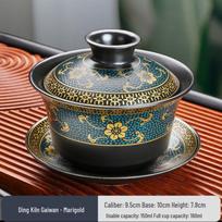 Large Blue and White Ceramic Gongfu Gaiwan