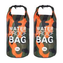 2Pcs 10L Camouflage Drifting Waterproof Outdoor Kayaking Capacity Lightweight Portable Bag Large Diving Swimming Floating 10L 2pcs raudonos oranžinės spalvos