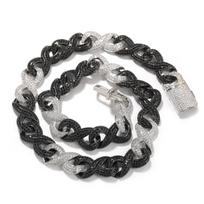 THE BLING KING 15mm Infinity Cuban Chain Necklace Mixed Black Clear Cubic Zirconia Link Chain Best Gift Hiphop Jewelry 18inch