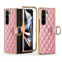 Fold7 Luxury Electroplated Phone Case for Samsung Galaxy Z Fold 7 6 5 4 Women Protective Cover with Screen Protector Galaxy Z Fold4 rožinė