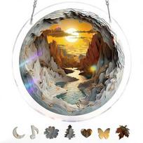 Window Hanging Ornament Suncatcher Puzzle Stained Glass Effect Decorative Light Shadow Art Piece for Balcony Window Decor Gift S W