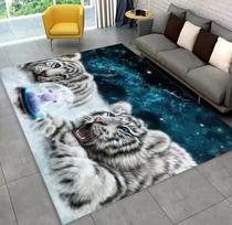 A Cute White Tiger Family Non-slip Machine-washable Rug for Living Room Bedroom Bathroom Kids Room and Home Decoration Mat 40X60cm