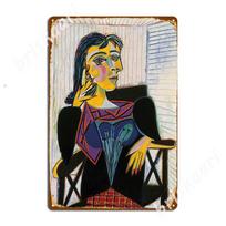 Mfoever Pablo Picasso Portrait Of Dora Maar Wall Art Metal Signs Wall Decor Cinema Kitchen Bar Cave Funny Tin Sign Posters 20x30cm（7.8x11.8inch）