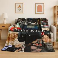3D Billie Eilish Dainininkė Žvaigždė Flanelinis pledas Minkštas Šiltas Pledas Miegamajam Svetainei Lovai Kelionėms Stovyklavimui Iškylai Dovana 75x90cm