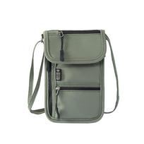 Oxford Cloth Passport Document Bag RFID Blocking Anti-Theft Lanyard Passport Bag Waterproof Adjustable Strap Neck Wallet žalia