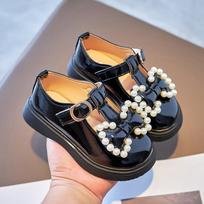 Newest Giris Princess Shoes Fashion Bow Pearl Leather Shoes Children Baby Toddler Breathable Casual Kids Flats A 22