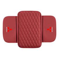 PU Leather Car Armrest Mat Tissue Boxes Height Pad Armrest Box Emblem For Mitsubishi Lancer ASX Mirage Pajero Xpander Attrage raudona