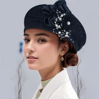 1pc Pearl Flower Embellished Vintage Top Hat, Elegant and Luxurious Veil Hat juoda