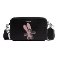 COACH CLINTON 19 Floppy Rabbit Pattern Natural Texture Cow Leather Crossbody Bag Small Men's Black juoda