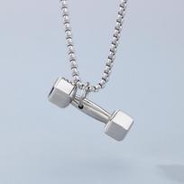 Square Bead Chain Fitness Series Pendants Mini Dumbbell Sports Necklace  Fitness Prople sidabras