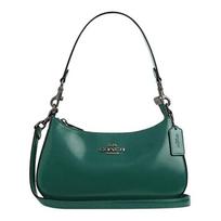 COACH Teri 25 Logo Zip Closure Calfskin Crossbody Shoulder Bag Medium Women's Emerald žalia