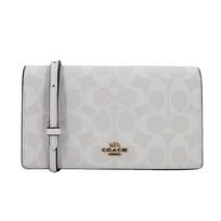 COACH Anna 20 Presbyopia bag with flap closure canvas and leather crossbody bag women's glacier white balta