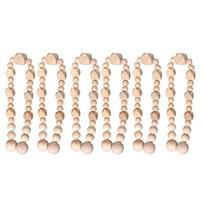 Natural Wood Beads Curtain Tie Backs 6Pack Easy Installation Window Drape Holders for Bedroom and Nursery Themes Decors