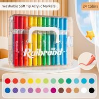 New 12/24Colors Art Marker Pen Acrylic Soft Brush Paint Pen Pull Out Waterproof Paint Markers Art Supplies