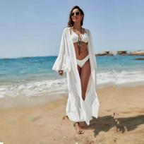 Šifono platūs rankogaliai Apsauganti nuo saulės megztuko striukė Ilga paplūdimio striukė Atostogų maudymosi kostiumas Bikini Viršutinis drabužis One size fits all