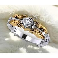 Heart Crown King Ring Two-Tone Inlaid Zirconia Luxury Finger Ring Vintage Fashion Statement Jewelry for Men Party Daily Wear 5