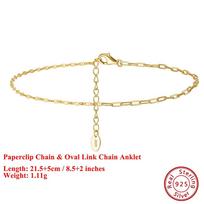 Effie Queen Fashion Simple Paperclip Link Chain Anklet 925 Sterling Silver Sexy Beach Bare Foot Chain Bracelet Jewelry Gift SA26