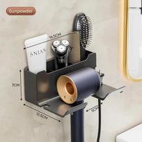 Plaukų džiovintuvo laikiklis Sieninis džiovintuvas Lopšys tiesintuvo stovas Plaukų džiovintuvas Organizatoriaus dėžutė Tualeto pūstuvo laikiklis lentyna Vonios priedai pilka spalva