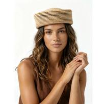 USPOP Moteriška Raffia Pillbox Kepuraitė Rankų Darbo Nėrinėta Apvalus Viršus Beretė Britiška Vintage Elegantiška Vasaros Šiaudinis Kepuraitė M 56-58cm natūrali